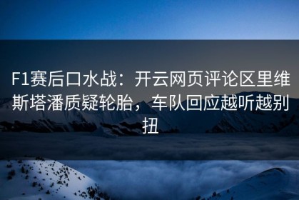 F1赛后口水战：开云网页评论区里维斯塔潘质疑轮胎，车队回应越听越别扭
