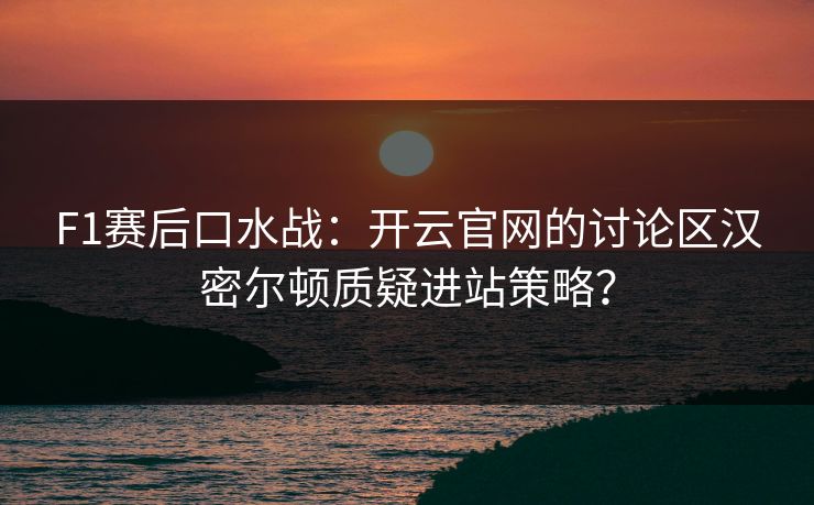 F1赛后口水战：开云官网的讨论区汉密尔顿质疑进站策略？